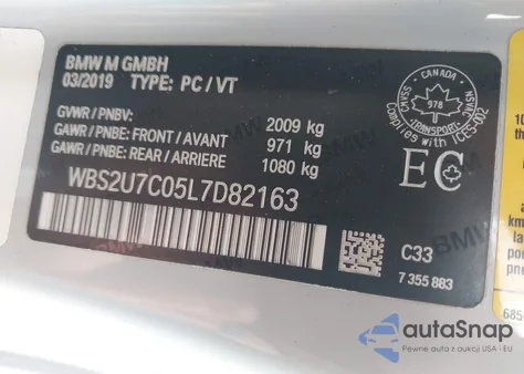 2020 BMW M2 Competition z USA, uszkodzony, nr VIN WBS2U7C05L7D82163